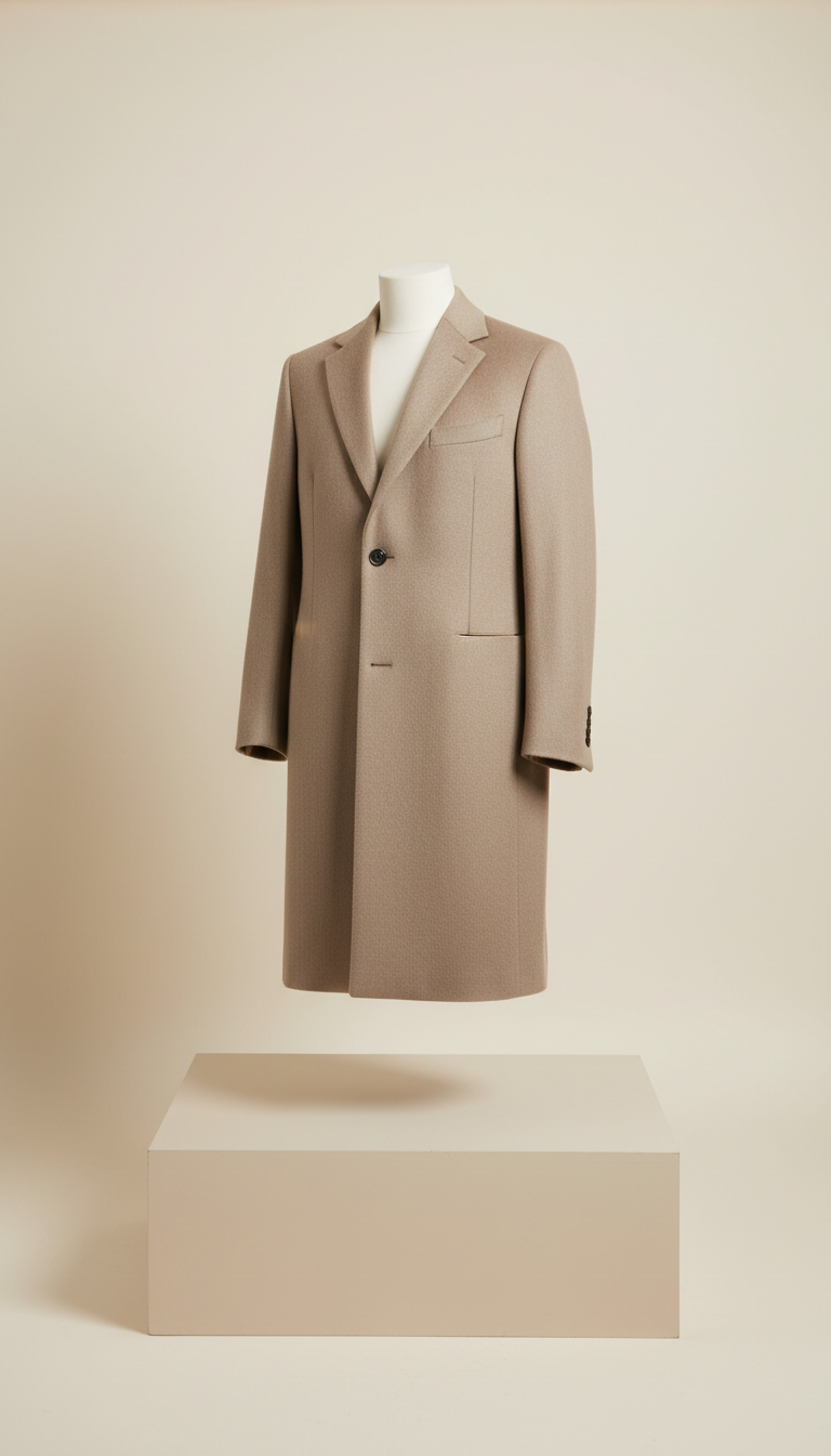 Champagne Taupe Wool Overcoat